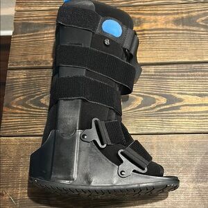 Black Medical Walking Boot with Blue Accents